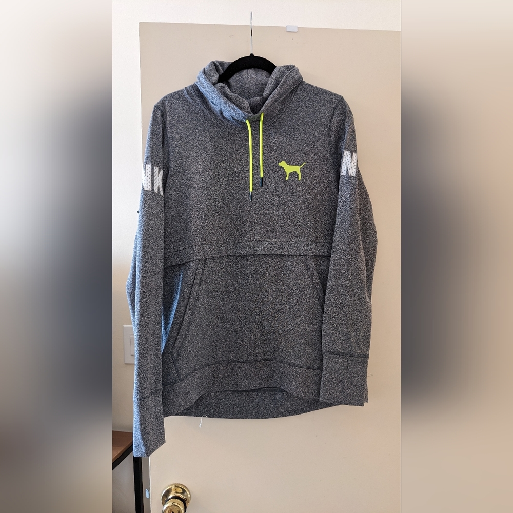 VS Pink  Grey w/ neon  green details pullover sweatshirt